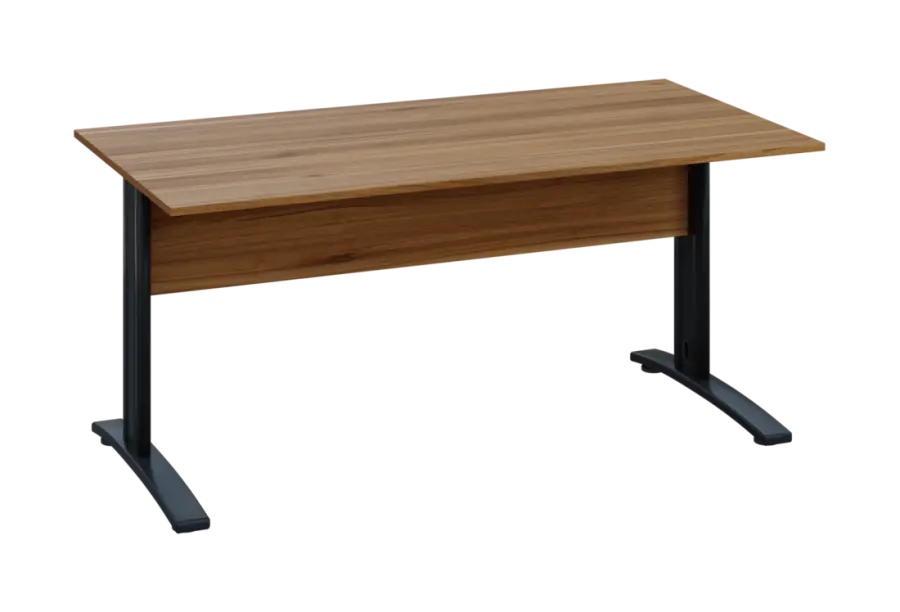 EPK 18 - 16 stůl kancelářský, kovová podnož černá, deska 18 mm, široký 1600 mm, ořech světlý